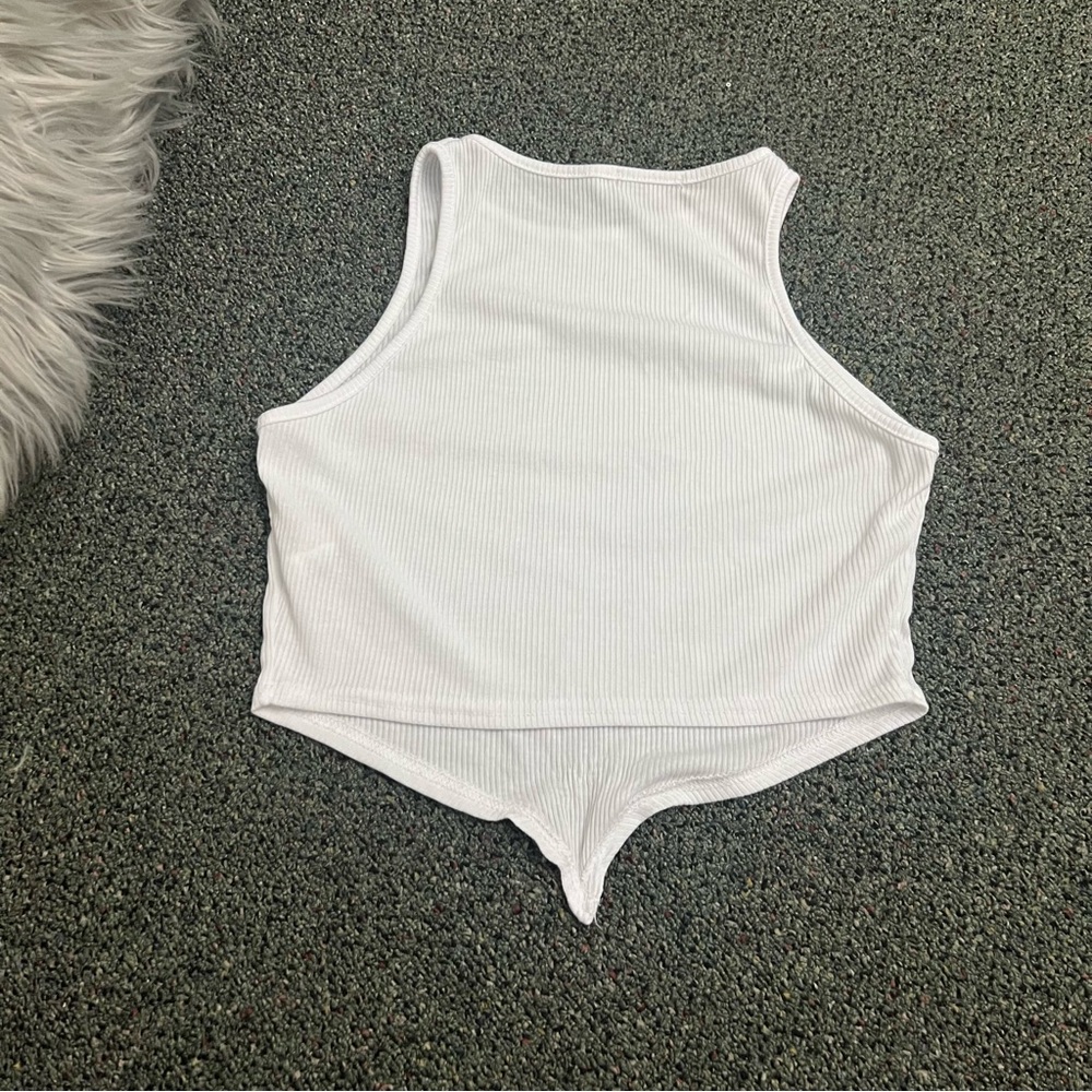 PRETTYLITTLETHING White Triangle Handkercheif Racer Back Tank Top Shirt Top Sz S - Picture 9 of 16